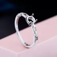 在飛比找ETMall東森購物網優惠-時尚簡約空托日韓女翡翠銀戒指