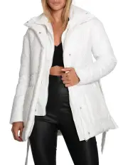 [Belle & Bloom] Moonrise Belted Puffer Jacket in Off White