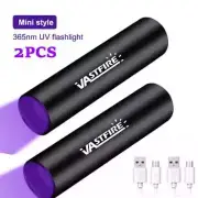 2X Mini UV Ultra Violet Light LED Flashlight Blacklight 365NM Inspection Lamp
