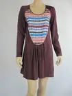 Grab Ladies Long Sleeve Dress sizes 10 16 Colour Burgundy Combo Print