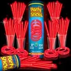 PartySticks Red Glow Sticks Party Supplies 100pk - 8 Inch Glow in The Dark L...