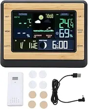Weather Station Indoor Wireless Clock Color Display Weather Monitor Thermometer Digital Temperature and Humidity Sensor Forecast Station Alarm Weather Thermometer