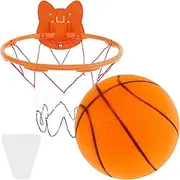 Silent Basketball, 24cm Lightweight Indoor Training Basketball with Basketball Frame, Easy Grip Quiet Ball Practice Ball Feel, PP Small Holes Mute Basketball, Quiet Basketball for Indoor Activities