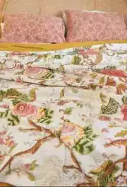Unique Cotton Kantha Hand Block Print Handmade Bedspread Throw Blanket King Size