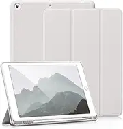 KVTVOU iPad 9th Generation (2021) / iPad 8th Generation (2020) / iPad 7th Generation (2019) 10.2 Inch Case with Pencil Holder, Smart Slim Trifold Stand Soft Back Cover, Auto Sleep/Wake, Gray