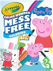 Crayola Mess Free Color Wonder Colouring Pages & Markers, Peppa Pig, Includes 18 Pages of Peppa Pig Characters and Scenes with Surprises and 5 Special Markers, Won't Colour on Skin or Fabric
