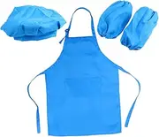 KONTONTY Set Chef Playset with Chef Hat Apron Cooking Sleeve Complete Kitchen Present for Aged for Cooking Baking Painting Decorating Sky Blue
