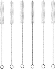 Bendable Nylon Bristle Straw Cleaner Brush Set with Stainless Steel Handle Cleaning Pipes, Narrow Tubes, Coffee Pots, Sippy Cup, Water Bottle, Tubes, Drinking Straw and Hard to Reach Corners (Pack 6)