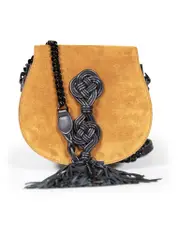 Brown Suede Knot Tassel Crossbody Bag