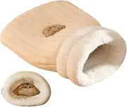 Cat Sleeping Bag, Linen Fabric Cave, Washable Self-Warming Bed, Soft Pet Calming Snuggle Sack With Cute Bear Pattern, Cosy Nest for Cats and Small Dogs