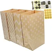 STOBAZA 1 Set Paper present Bags with Stickers Tags Versatile Small Paper Storage Bags for Treats Cookies and Holiday Party Favors
