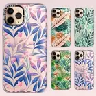 iPhone 16 15 14 13 12 11 Pro Max Plus Case Clear Samsung Floral Leaves Cover