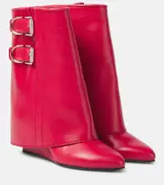 [Givenchy] Givenchy Shark Lock Buckles leather ankle boots AU 9 red