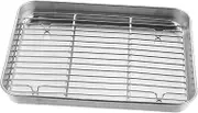 HEALEEP 1Set Stainless Steel Baking Tray with Cooling Rack Pan Rack for Baking Roasting Cooking for Family Gatherings Picnics Restaurants