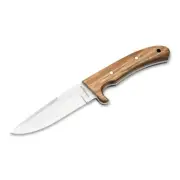 BOKER Elk Hunter Zebrawood Fixed blade knife quality 440A steel leather sheath