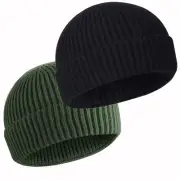 50% Wool Warm Cuffed Short Knit Fisherman Beanie for Men Women Winter Hats Tr...