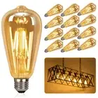 LED Edison Bulb,Vintage Light Bulb,4W E27 2700K ST64 LED Bulbs Amber Glass 12PCS