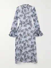 [ROTATE Birger Christensen] ROTATE Birger Christensen - + Net Sustain Ginny Floral-print Recycled-chiffon Midi Dress - Multi - DK36 DK 36 Multi