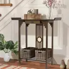 Solid Wood Console Table Rustic Brown Entryway Hall Table w/ Drawer Sofa Table
