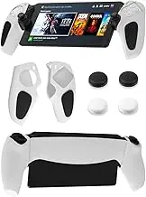 GLDRAM White Protective Grips Case for PlayStation Portal Remote Player, Anti-Slip Graininess Silicone Handle Skin Cover with 4 Thumb Caps for PS5 Portal Accessories - Thickened & Anti-Fingerprint