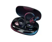 Bluetooth-compatible Earphone LED Display Low Latency Waterproof Ear Hook HiFi Stereo Wireless Headphone for Sport - Black