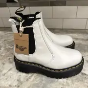 Dr Martens Boots Womens Size 4 M Us 2976 Quad Platform White Leather Ankle