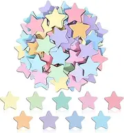 45 Pcs Star Extra Tokens for Reward Jar Pastel Macaron Colored Star Shape Wooden Cutouts Tokens with Linen Pocket for Back to School Classroom Student Teacher