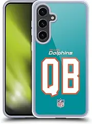 Head Case Designs Officially Licensed NFL QB Aqua Miami Dolphins Positions & Logo Soft Gel Case Compatible with Samsung Galaxy S24+ 5G