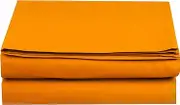 Elegant Comfort 1500 Thread Count 1-Piece Flat Sheet, Wrinkle-Free, Stain-Resistant, Queen, Orange