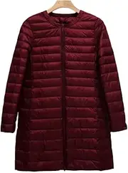 [Jegsnoe] O-Neck Mid-Long Women Lightweight Down Jacket Portable Coat Inner Wear In Winter