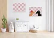 [Namly Design] Poster - Pink Checkered Heart / Set of 2