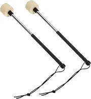 Yardwe 1Pair Stainless Steel Drumsticks for Percussion Instruments Long Handle Mallets for Snare Drums Comfortable Grip for Beginners Students and Musicians