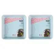 Tasty Non-Stick Brownie Pan Square 23cm Light Blue 2 Pack