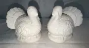 Vintage White Ceramic Turkey Salt & Pepper Shakers, Fall Thanksgiving Holidays