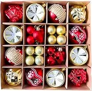 42Pcs Christmas Balls Ornaments for Christmas Tree Ornaments Balls with Glitter, Shatterproof Christmas Tree Decorations Tree Ornament Hanging Balls for Christmas Decorations Indoor (red Gold 2)