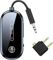 Bluetooth 5.4 Transmitter and Receiver, Smart 2-in-1 Aircraft Bluetooth Adapter,Supports 2 AirPods/Headphones, with aptX LL Wireless Audio Transmitter for Flight, Travel, Car Audio,TV