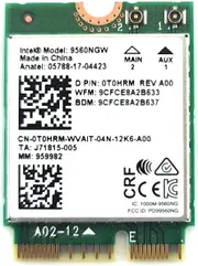 Intel Wireless-AC 9560, M.2 2230, 2X2 Ac+Bt, Gigabit, No Vpro (9560.NGWG.NV)