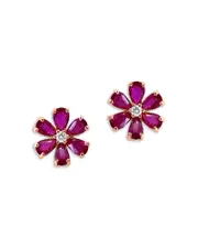 Bloomingdale's Fine Collection Ruby & Diamond Flower Stud Earrings in 14K Rose Gold