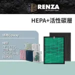 【RENZA】適用COWAY AP-1019C 積木機 白/粉/綠/海軍藍/龜背葉 完美雙禦空氣清淨機(抗菌HEPA性碳濾網 濾芯)