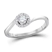 14k White Gold Round Diamond Solitaire Halo Bridal Engagement Ring 1/4 Cttw