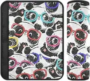 Panda Colorful Glasses Soft Seat Belt Cushion, Padded with Cotton, Stroller Handle Cover, Infant Car Seat Strap Covers