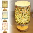 Fabric Wooden Table Lamp USB LED Bedside Night Lamp with Linen Fabric PafEx