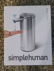 simplehuman 9 oz. Rechargeable Liquid soap pump dispenser, touch-free with soap