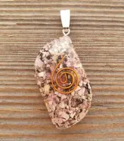 ORGONE RHODONITE GEMSTONE EYE SHAPED PENDANT ORGONITE (ONE)