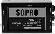 SGPRO Active Direct Box, Recording Signal DI Box for Musical Instruments as Guitar, Bass Guitar, and Keyboard Live Performance or Studio, 1/4" to XLR, Ground Lift 48V Phantom Powered Compact Unit