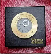 Weems & Plath US Naval Academy Brass Desk Clock New Battery Runs Great No Alarm