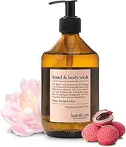 Jean & Len Hand & Body Wash Peony & Lychee Cleans and Nourishes the Skin when Washing, Floral Delicate Fragrance, Shower Gel & Soap, Paraben-Free, Silicone & Microplastic, Vegan, Glass Bottle 500 ml