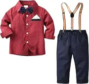 [Nwada] Boys Clothes Sets Kids Formal Suits Shorts Sleeve Shirts + Vest + Shorts + Bow Tie 4PCS Child Tuxedos Outfits 2-7 Years