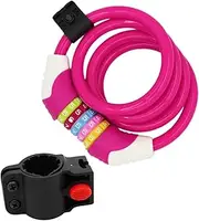 GANAZONO 1Pc Combination Theft Cable Lock for Bicycles Motorbikes Tools Durable Steel Wire Design Easy to Use Versatile Protection Random Color Dial Area Pink