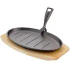 PYROLUX PYROCAST Cast Iron Oval Sizzle Plate with Tray 27 x 18cm! RRP $65.95!